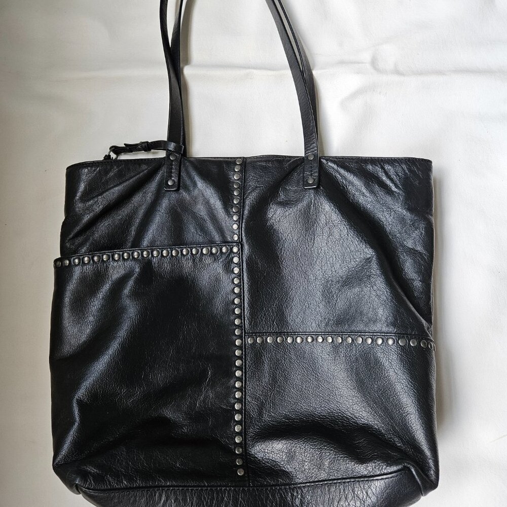 Lucky Brand Leather Studded Shoulder Tote Bag